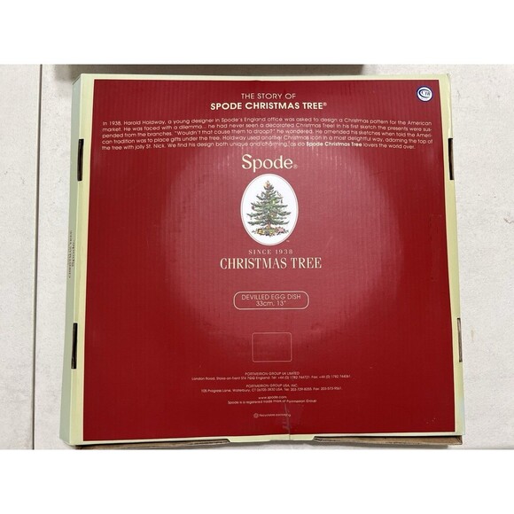 Spode Holiday Christmas Tree Porcelain Devilled Egg Dish, 13 Inch Holds 12 Eggs - Picture 7 of 8